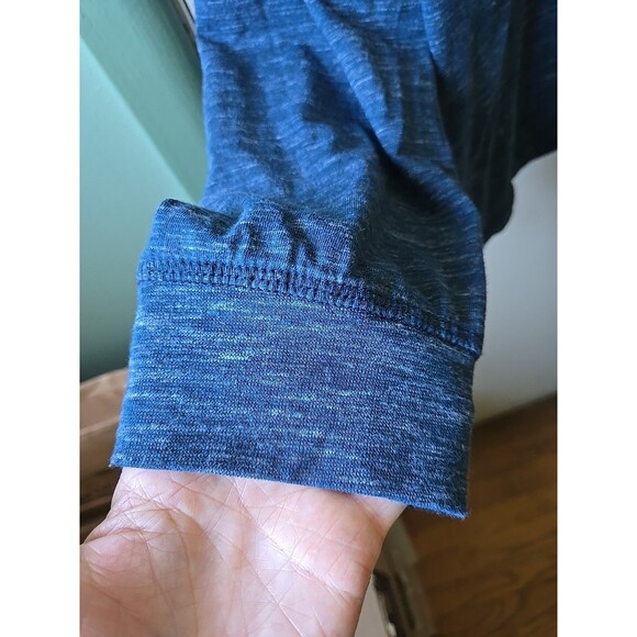 Lee Premium Select Men's XL Long Sleeve Shirt Blue 1/4 Button Up T Shirt Long - Picture 4 of 12